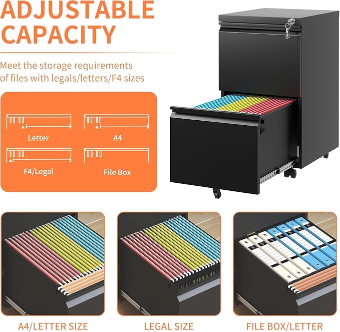Matte-black 2-drawer Mobile