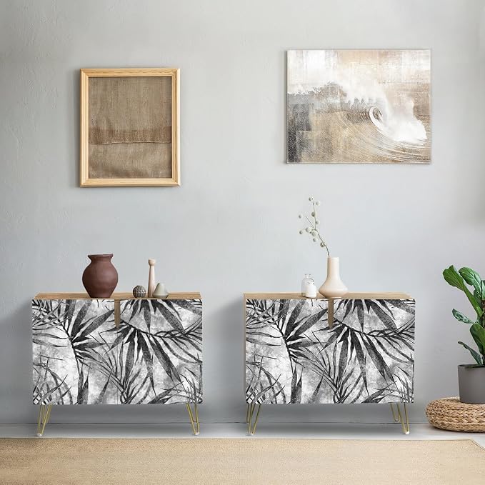 Black Tropical Palm Leaves Patterns