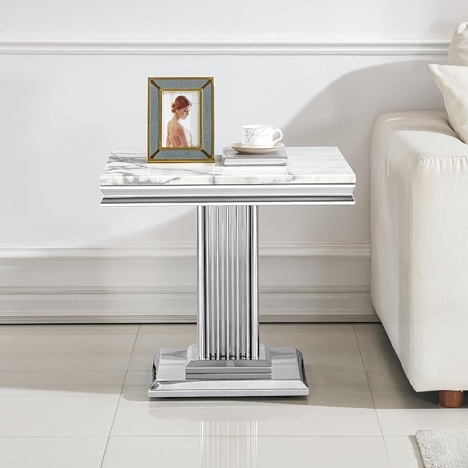 End Table - White Silver