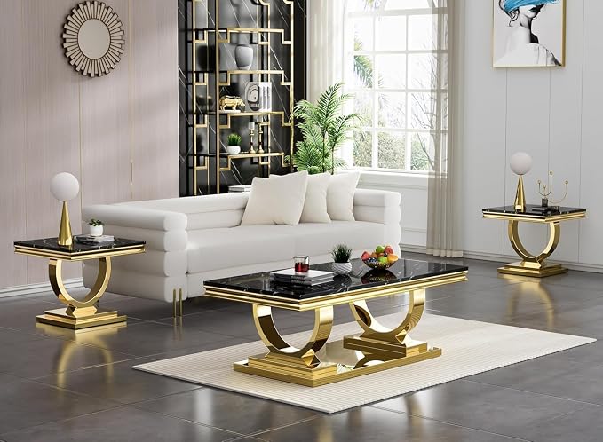 Coffee Table - Black Gold Base