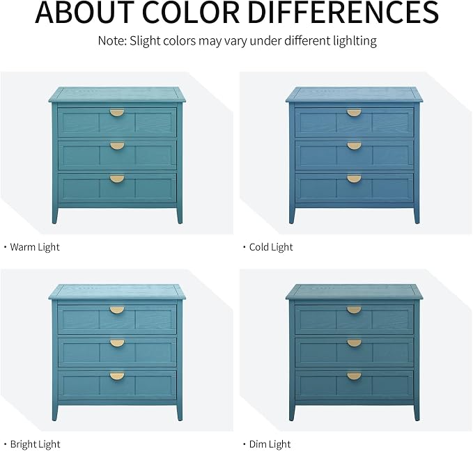 Blue 3 Drawer Cabinet, 1 Pcs