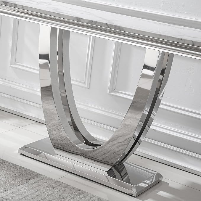 Console Table - White Silver Base