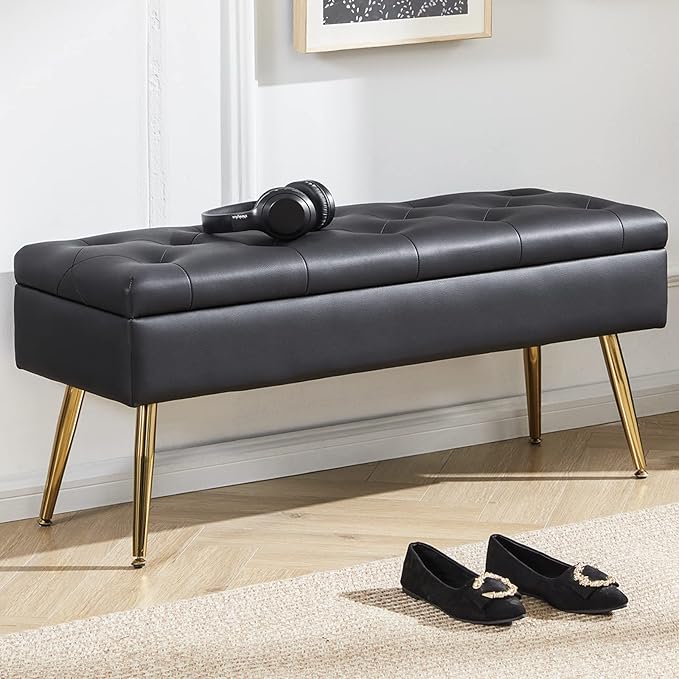 40 Inch Black Faux Leather