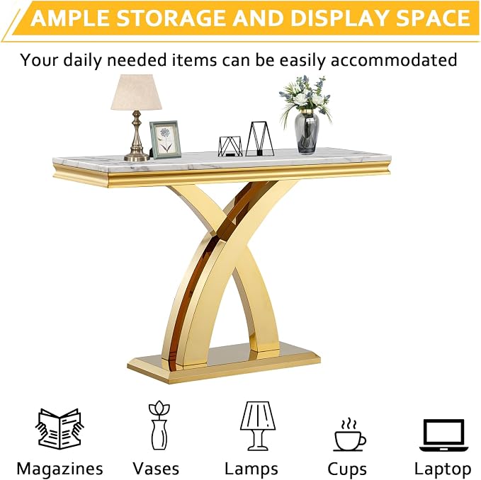 White Golden Console Table