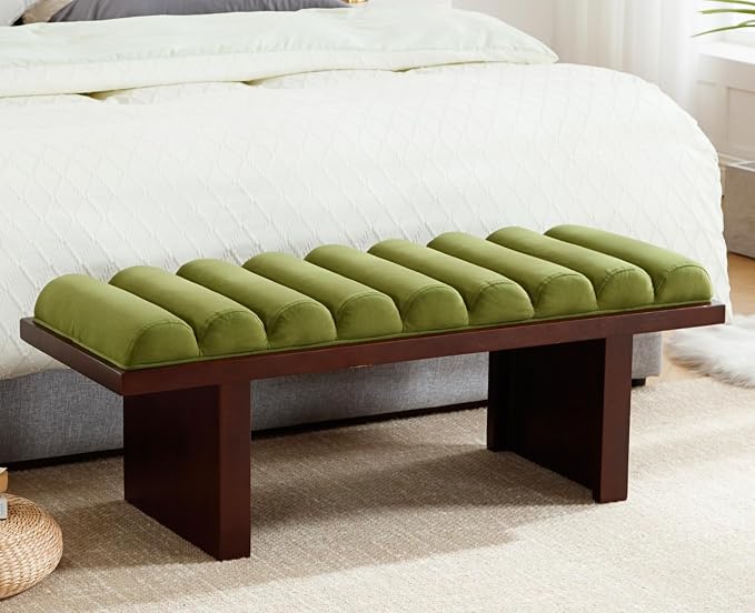 Green Velvet-dark Brown Wood