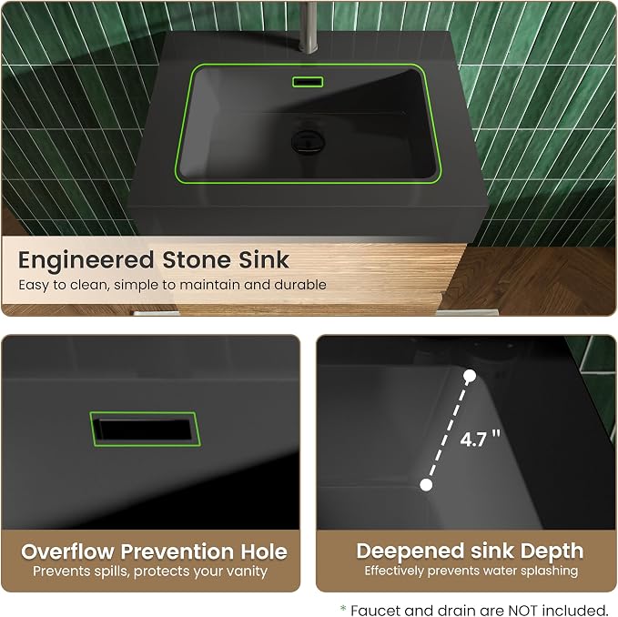 Rough Oak / Black High-rim Sink