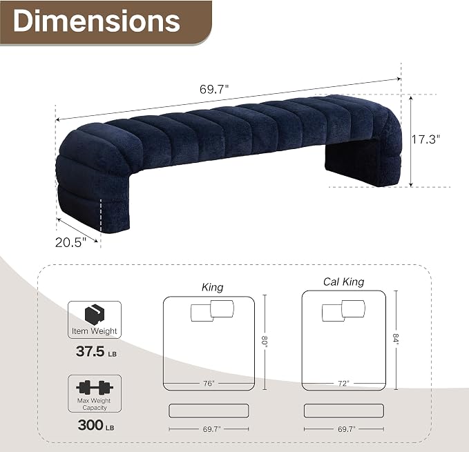 Navy Blue 69.7''w