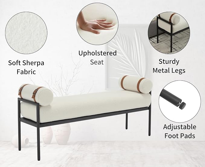 White Sherpa Seat-brown Leather Strap