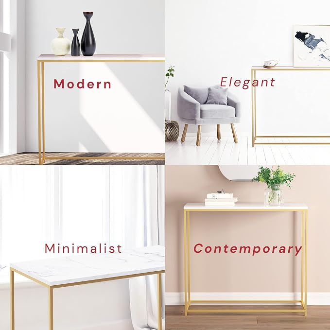 Marble Gold Metal Console Table