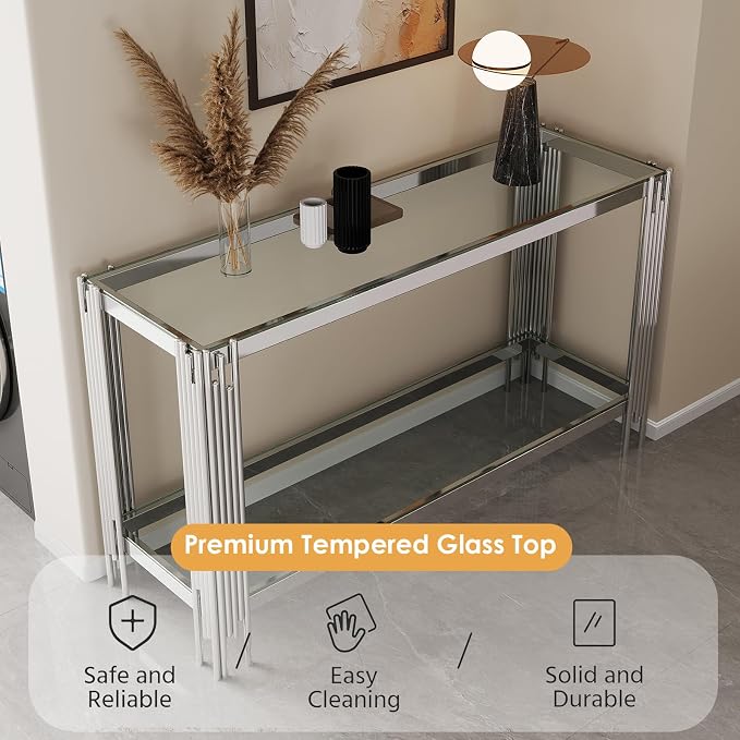 Console Table-clear & Silver