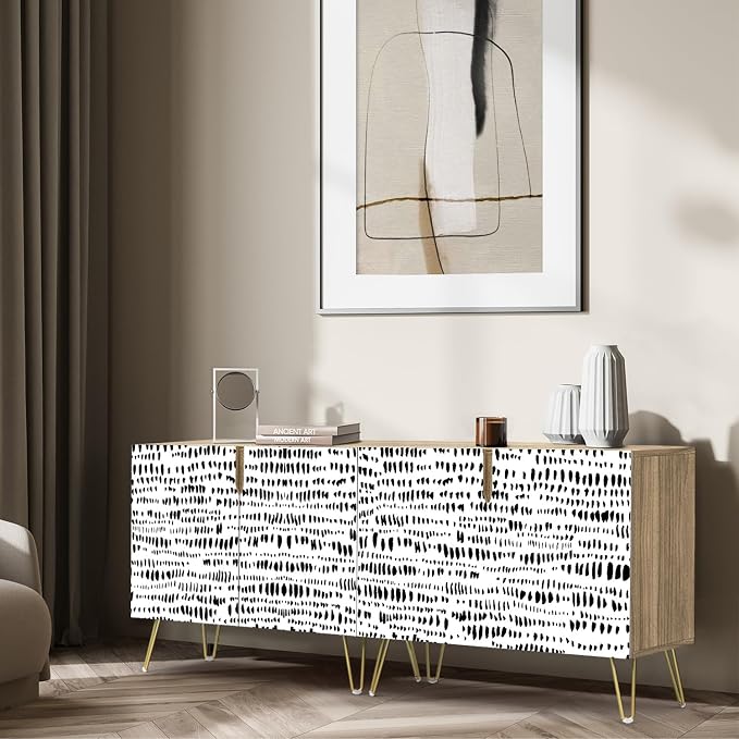 Black & White Line Art Paint Strokes Patterns