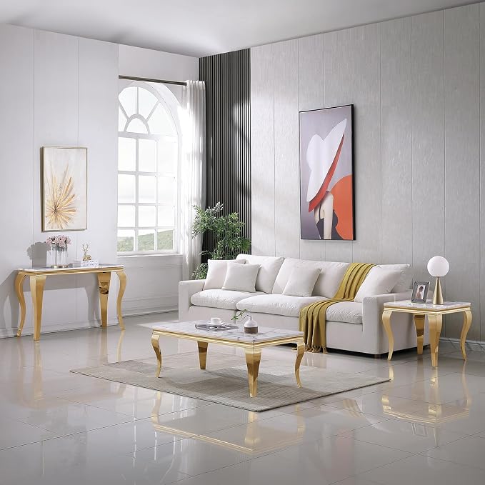 Console Table-gold White