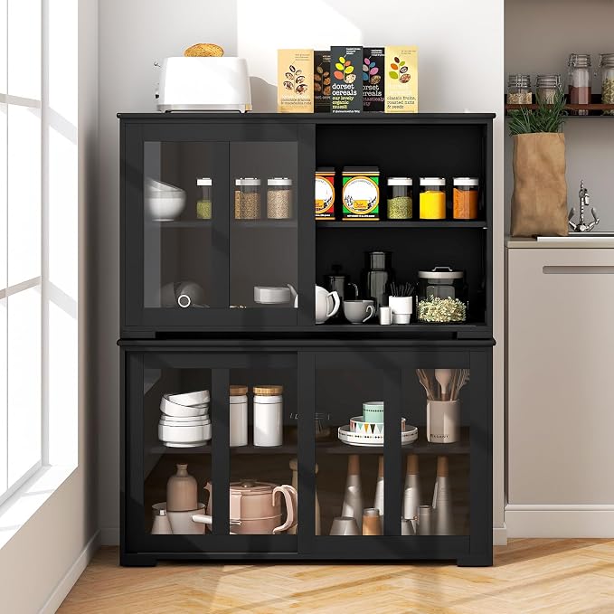Black/Glass Sliding Door