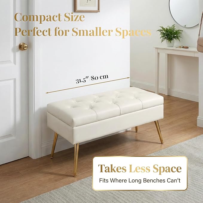 31.5'' Leather Ivory White