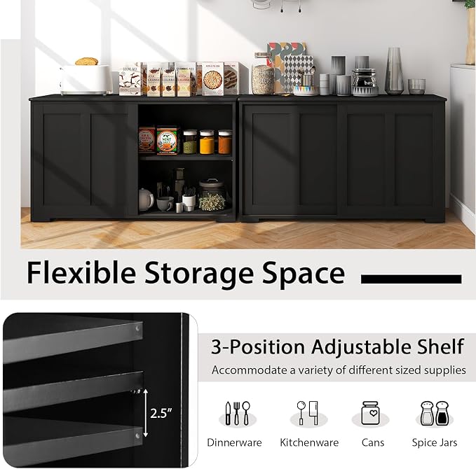 Black/Wooden Sliding Door