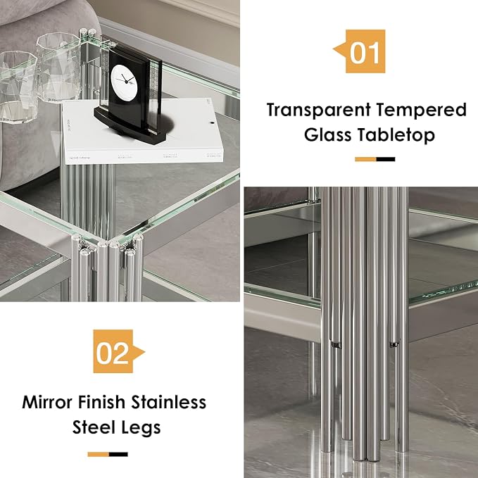 End Table-clear & Silver
