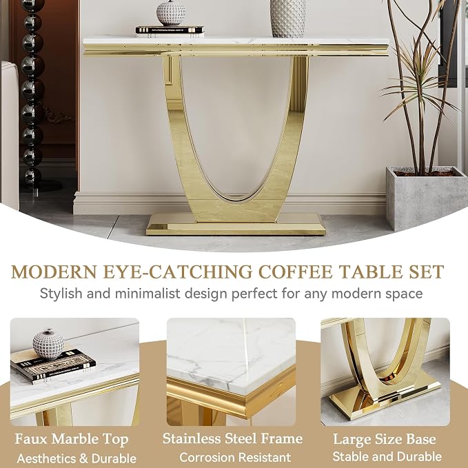 White Gold-console Table
