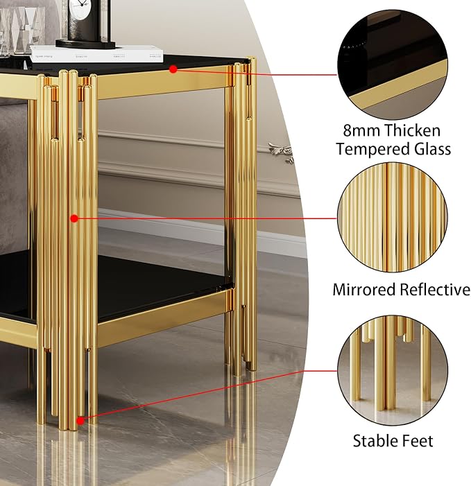 Black Glass and Gold Frame