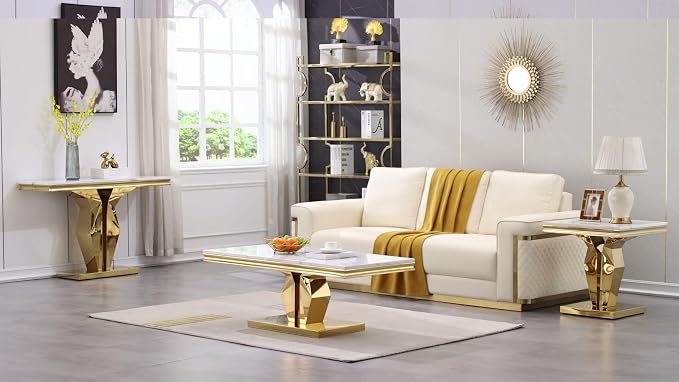 Console Table - White Gold Base
