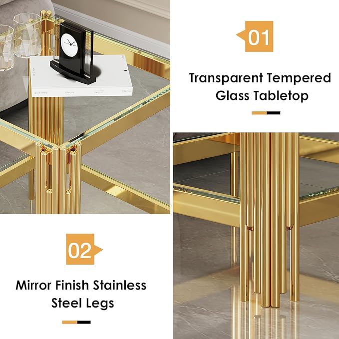 End Table-clear & Gold