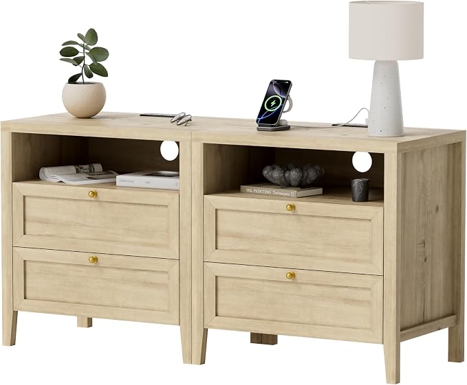 2 Drawers/Light Oak