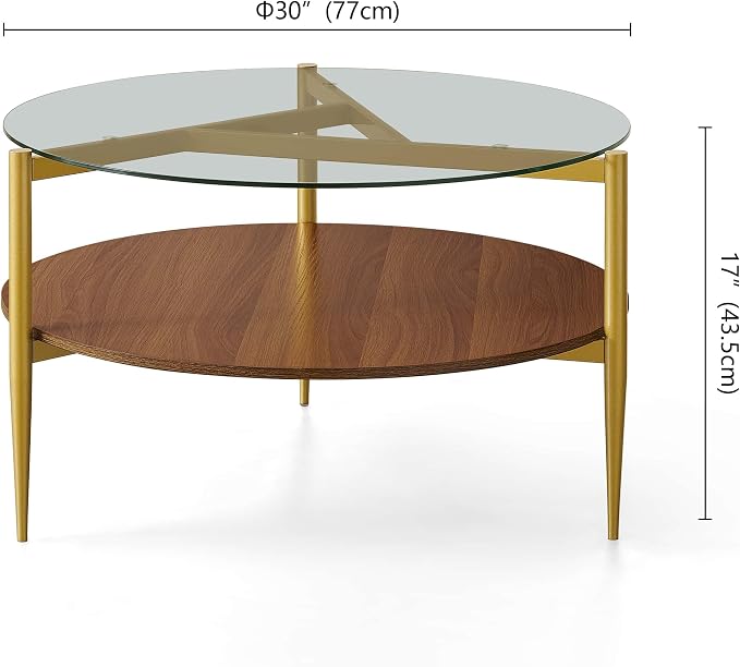Clear Glass & Walnut Wood