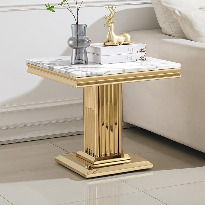 End Table - White Gold Base