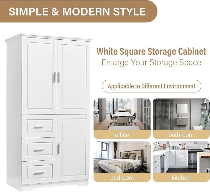 White, Wide Storage Cabinet