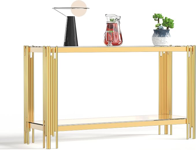 Console Table-clear & Gold