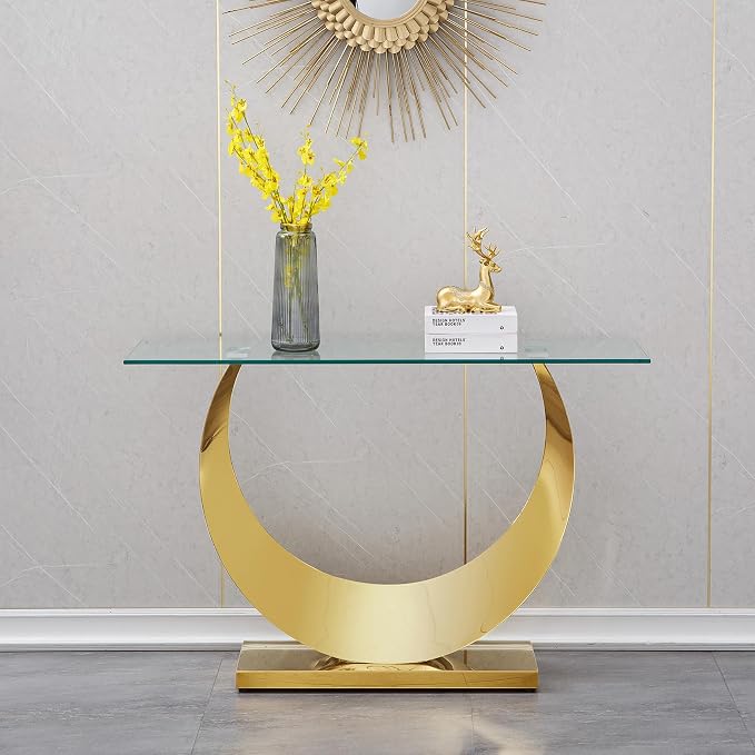 Gold Console Table (Moon-shape Base)
