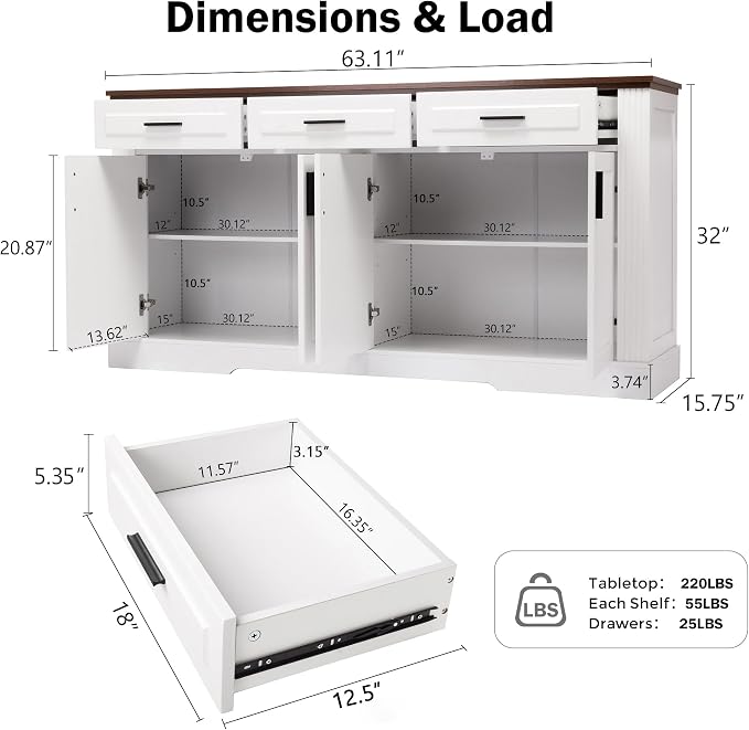 3 Drawers-white