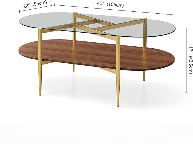 Clear Glass & Walnut Wood