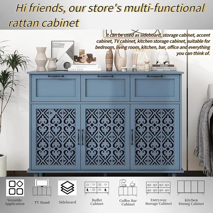 Blue 3-door 3-drawer