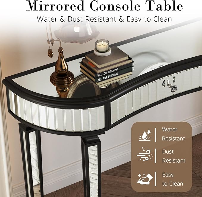 D: Black Half-moon Sofa Table