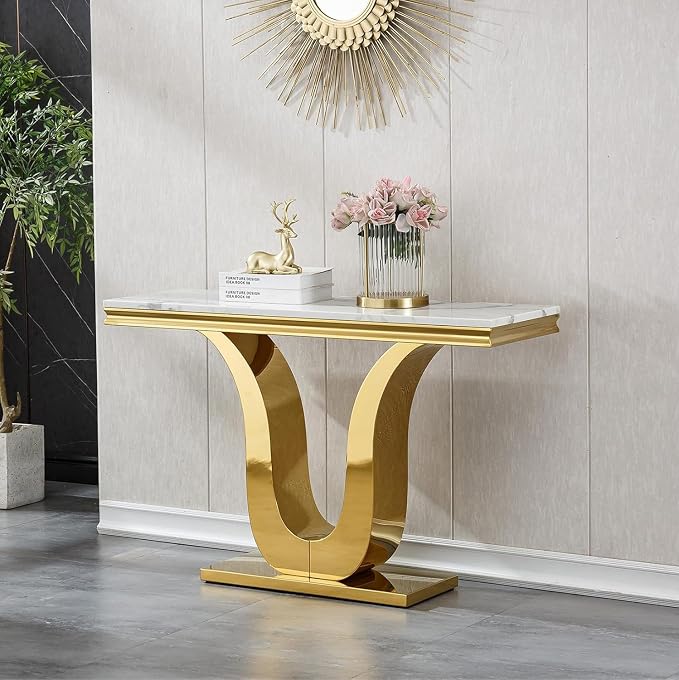 Console Table - White Gold Base