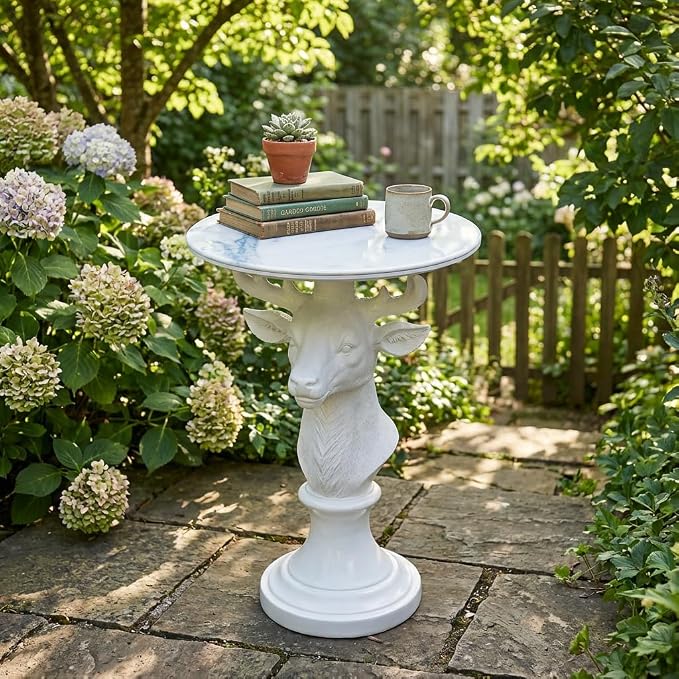 White Deer Statue Table
