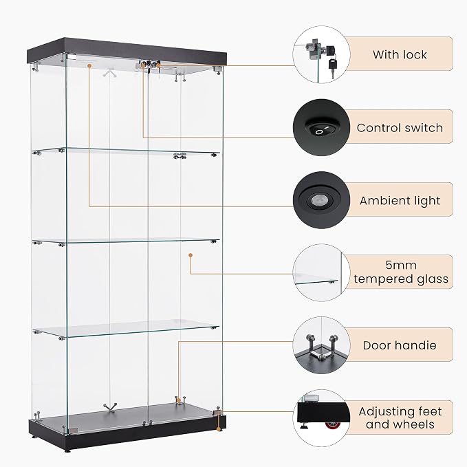 66.3'' 4-layer Double Door Blcak