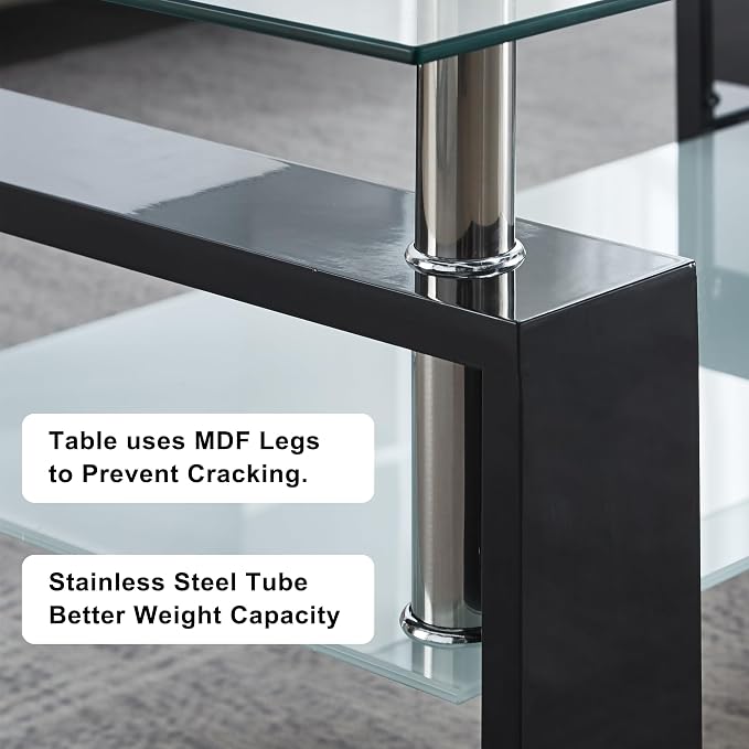 Clear Black Table + Black End Table