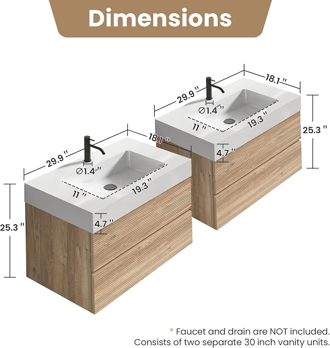 Rough Oak / White High-rim Sink
