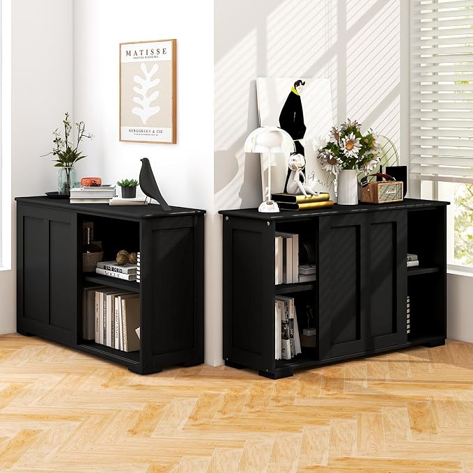 Black/Wooden Sliding Door