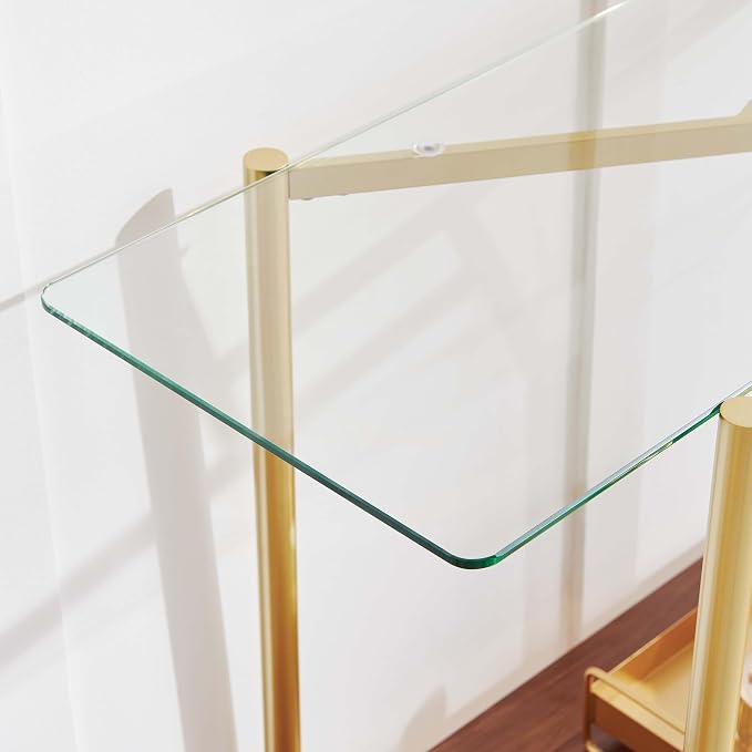 Clear Glass & Walnut Wood