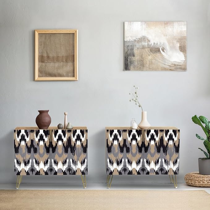 Mid-century Brown Black Polygon Landscape Patterns