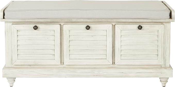 White Wash Finish With Off-white Fabric Cushion