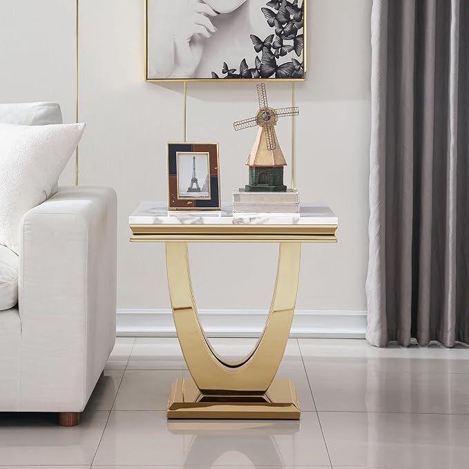 End Table - White Gold Base