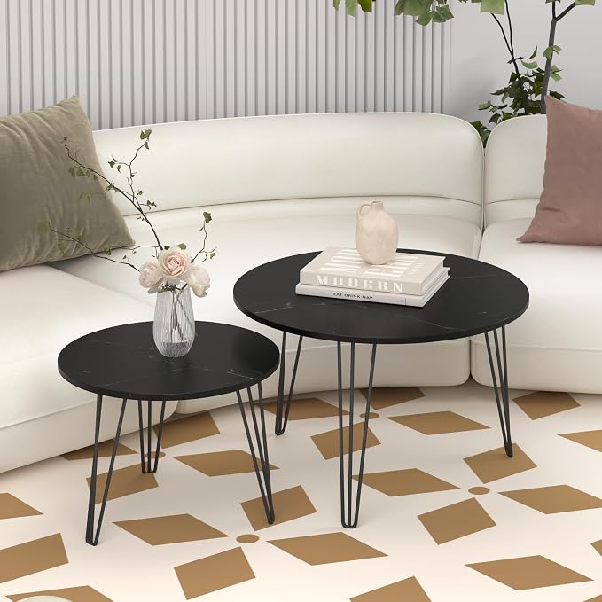 Black + Wood+metal + Round