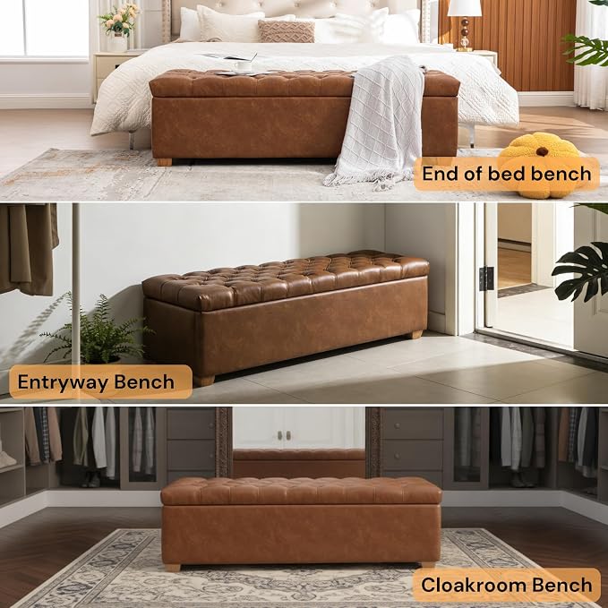 Armless-brown Faux Leather 60.2''w