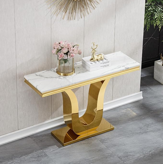 Console Table - White Gold Base