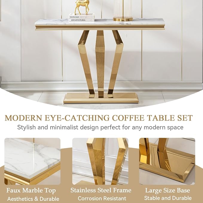 White Gold-console Table