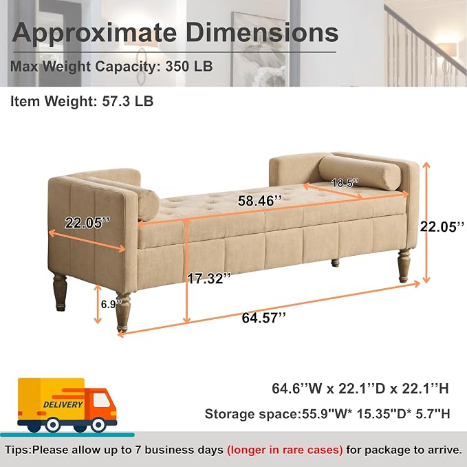 64.6'' W Sand - Wood Legs