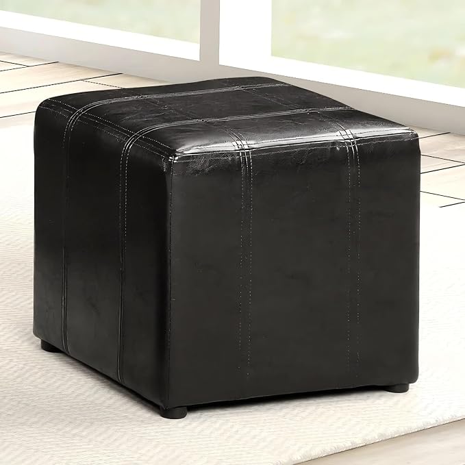 Vegan Leather-black With 2 Ottomans 40'' W